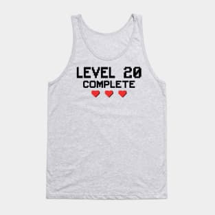 Level 20 Complete 20th Birthday 20 Years Gamer Tank Top